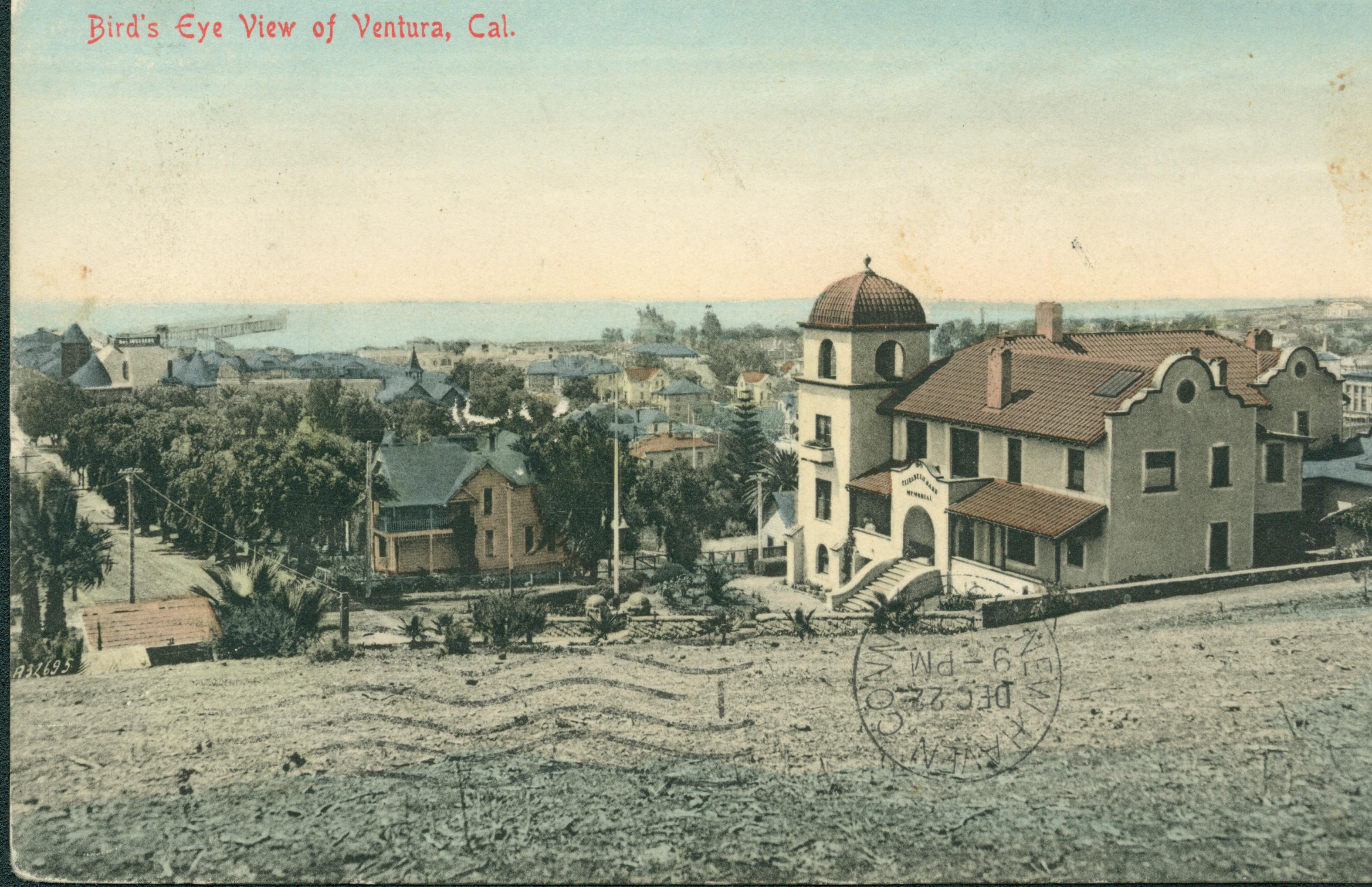 Hillside view of Ventura with ocean in the background